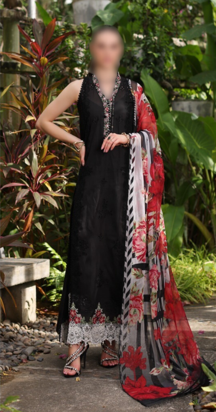 Noor By Saadia Asad Luxury Chikankari Lawn 2024 Collection - Elegant Lawn Suit with Intricate Chikankari Embroidery