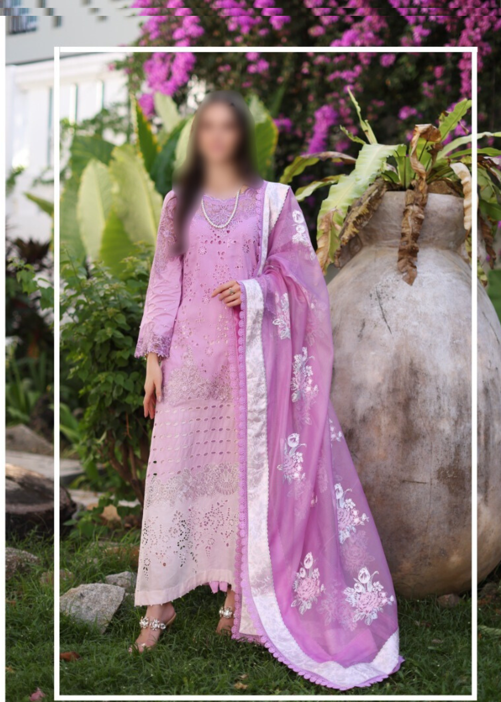 Noor By Saadia Asad Luxury Chikankari Lawn 2024 Collection - Elegant Lawn Suit with Intricate Chikankari Embroidery