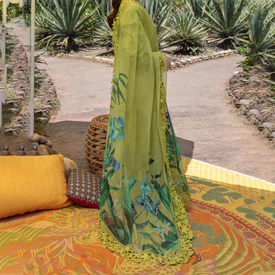 Embroidered lawn suit from Rang Rasiya Carnation Festive Collection, featuring intricate lace and floral designs. Vibrant floral embroidered lawn suit from Rang Rasiya Carnation Festive Collection, exuding summer charm with intricate lacework. Soft pastel floral embroidered lawn suit from Rang Rasiya Carnation Festive Collection, featuring lace sleeves and a delicate pattern.